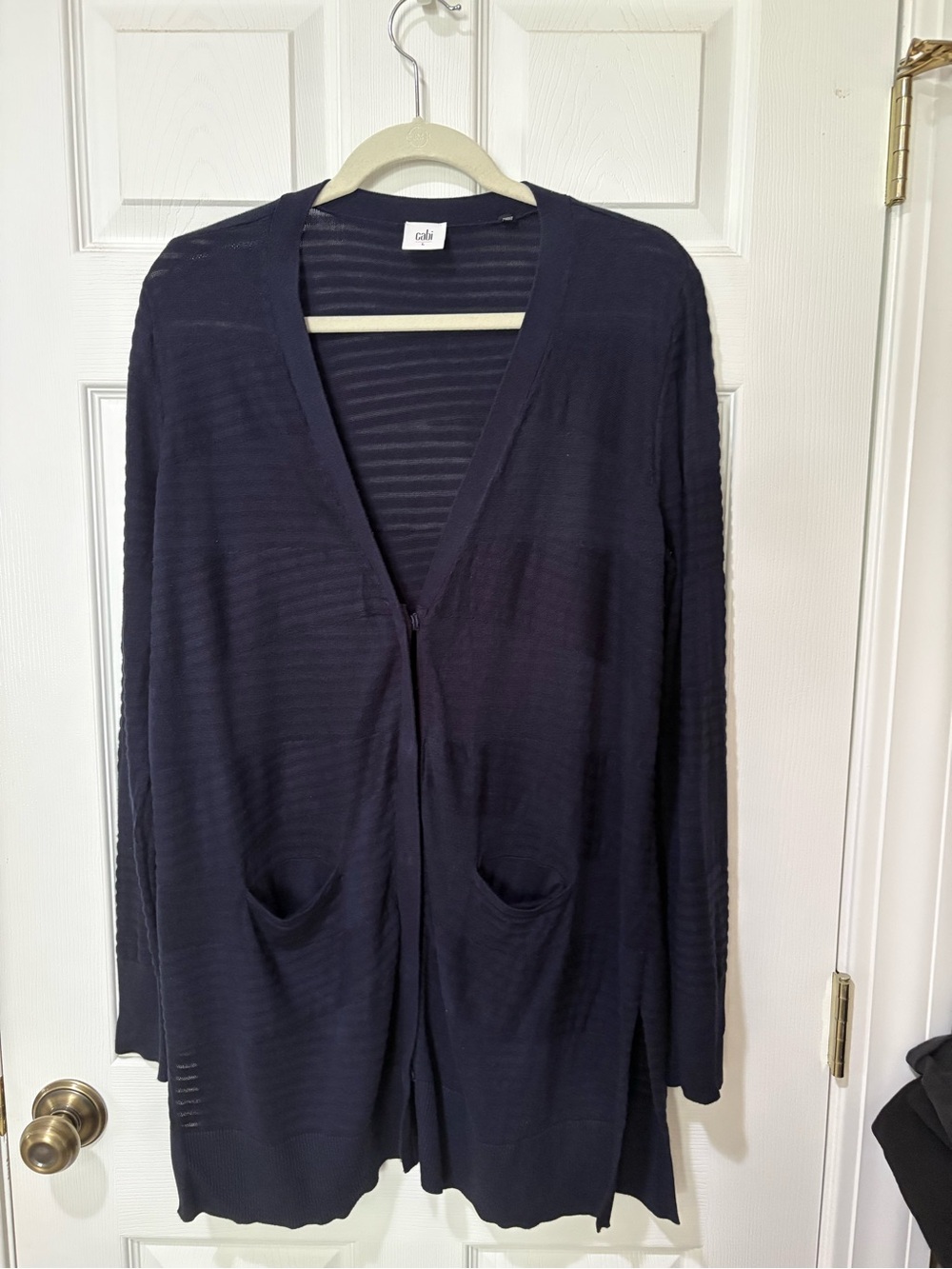 CAbi Navy Open Front Knit Cardigan